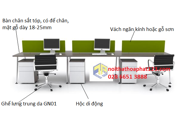 Cụm bàn làm việc 6 chỗ CBV-06