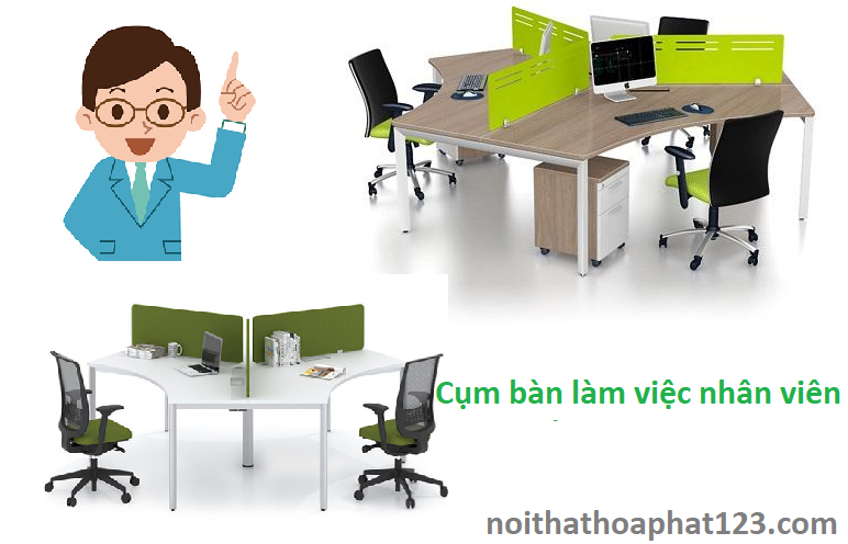 cụm bàn làm iệc nhân viên hòa phát 