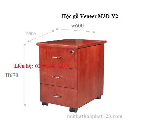 hộc di động gỗ Veneer M3D-V2